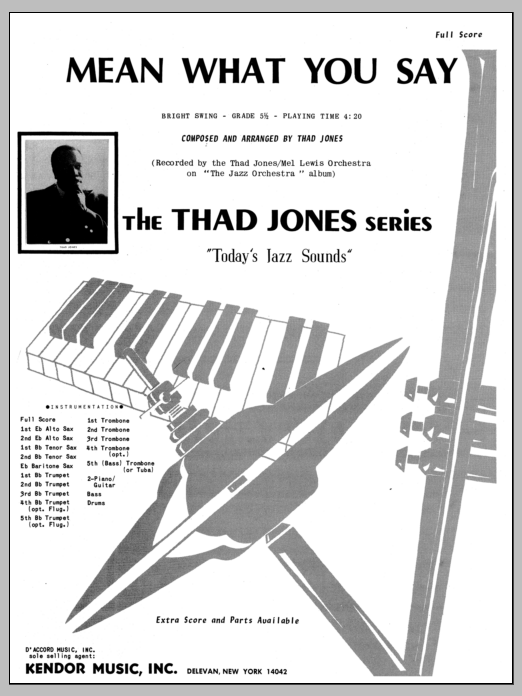 Download Thad Jones Mean What You Say - Full Score Sheet Music