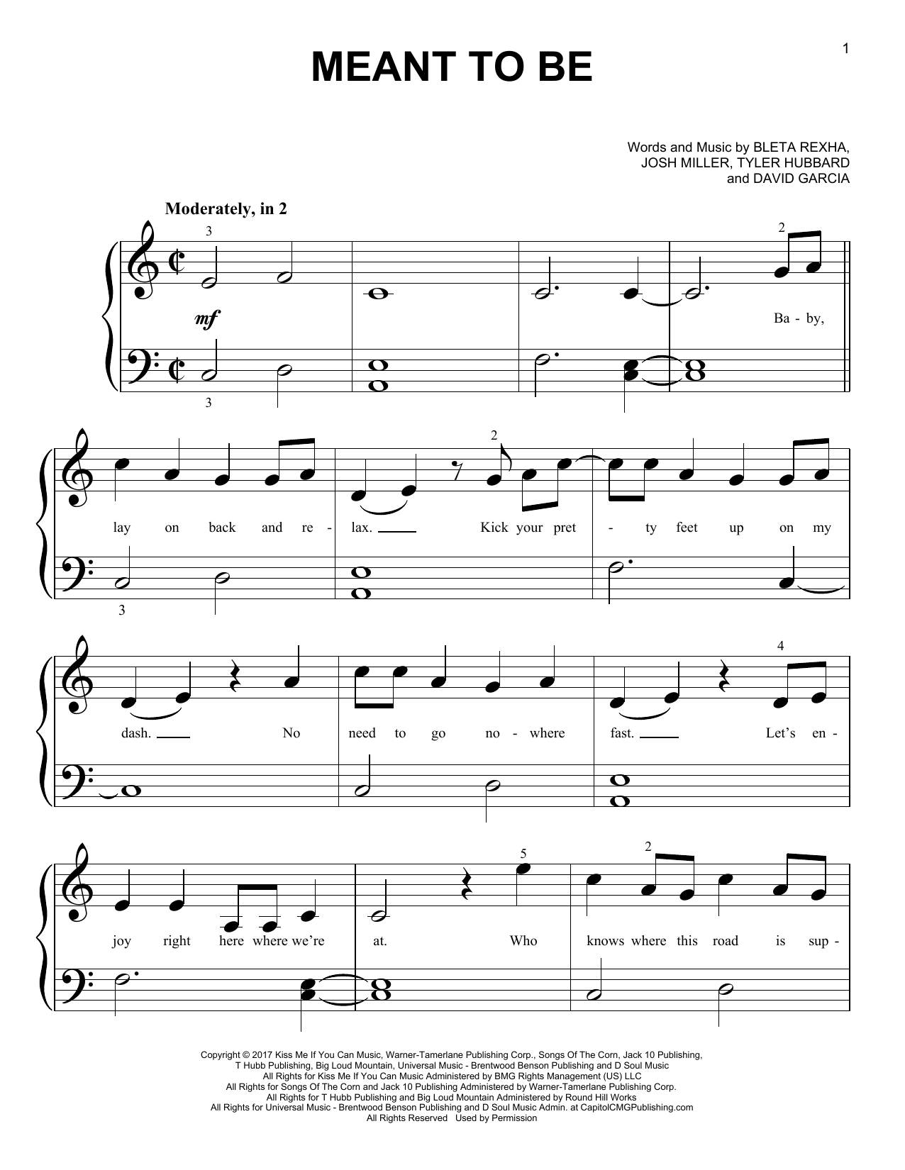 Download Bebe Rexha & Florida Georgia Line Meant To Be Sheet Music