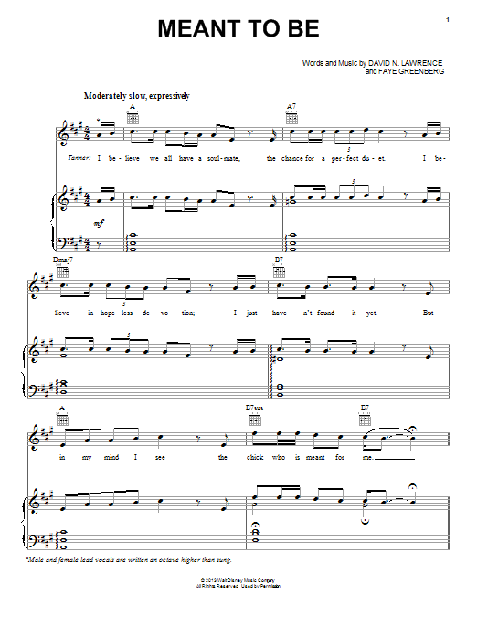 Download Spencer Lee Meant To Be Sheet Music