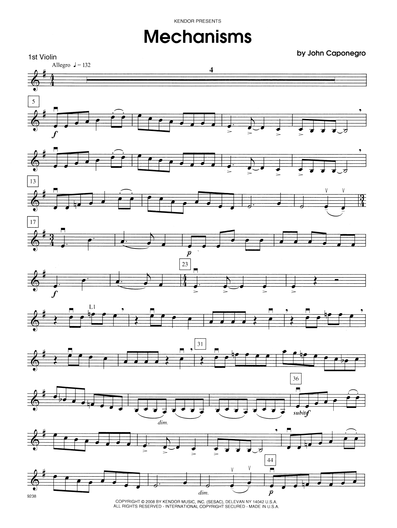 Download John Caponegro Mechanisms - 1st Violin Sheet Music