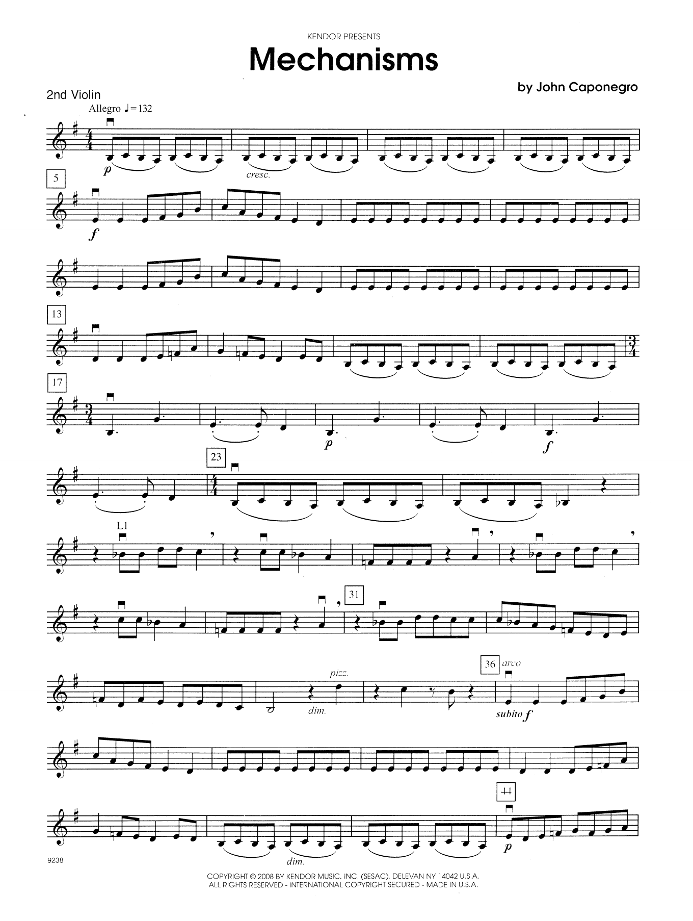 Download John Caponegro Mechanisms - 2nd Violin Sheet Music