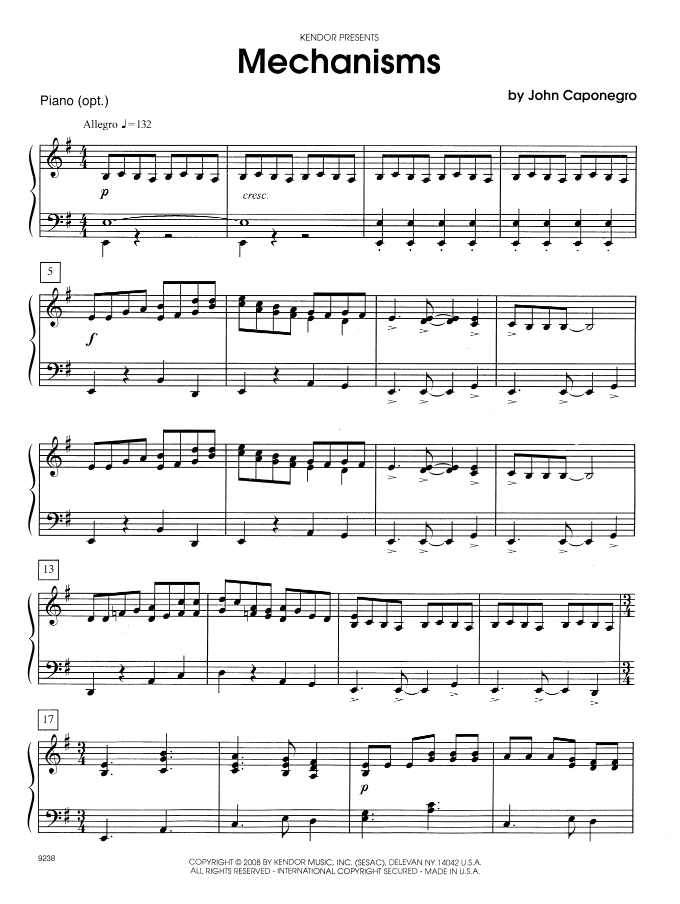 Download John Caponegro Mechanisms - Piano Accompaniment Sheet Music