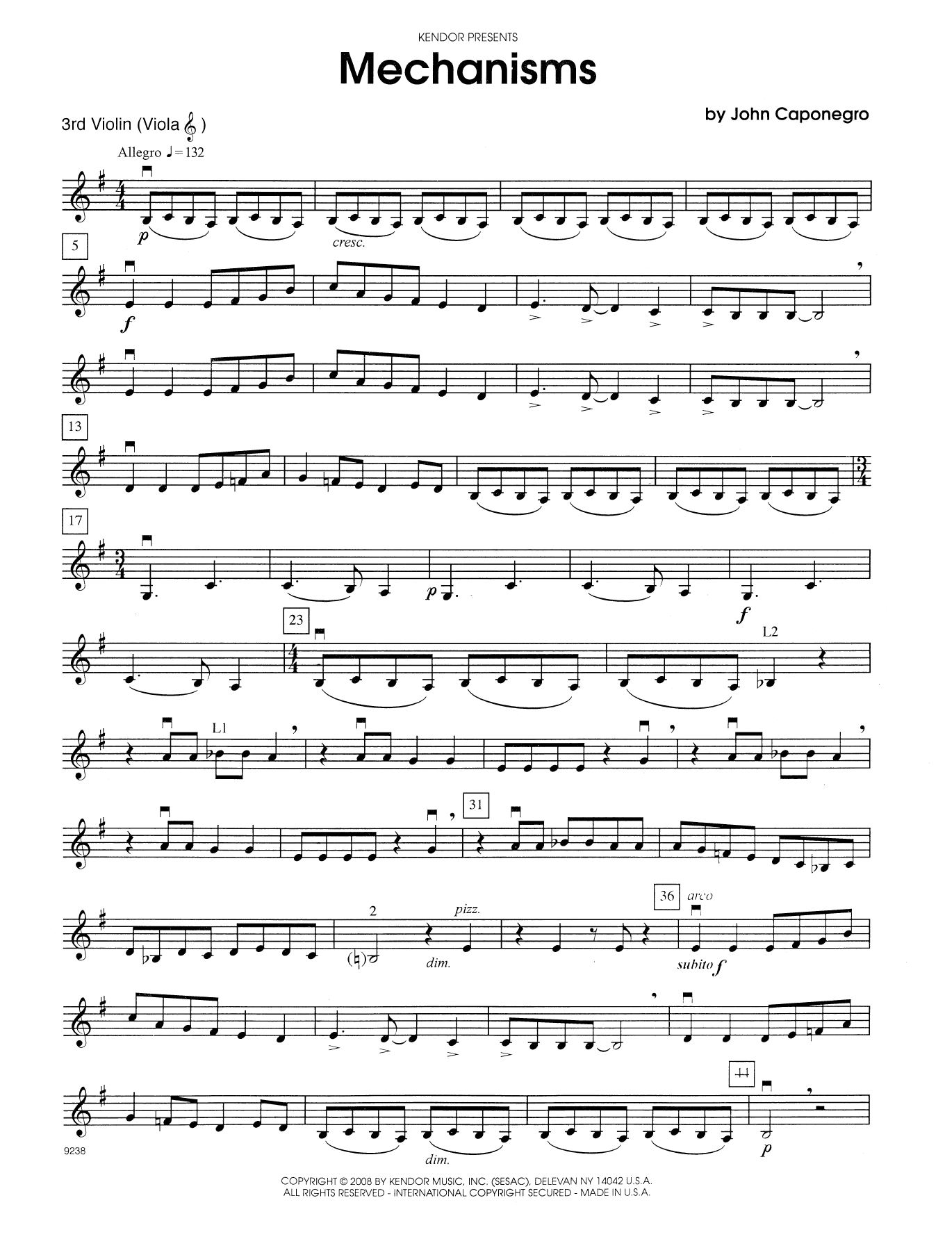 Download John Caponegro Mechanisms - Violin 3 (Viola T.C.) Sheet Music
