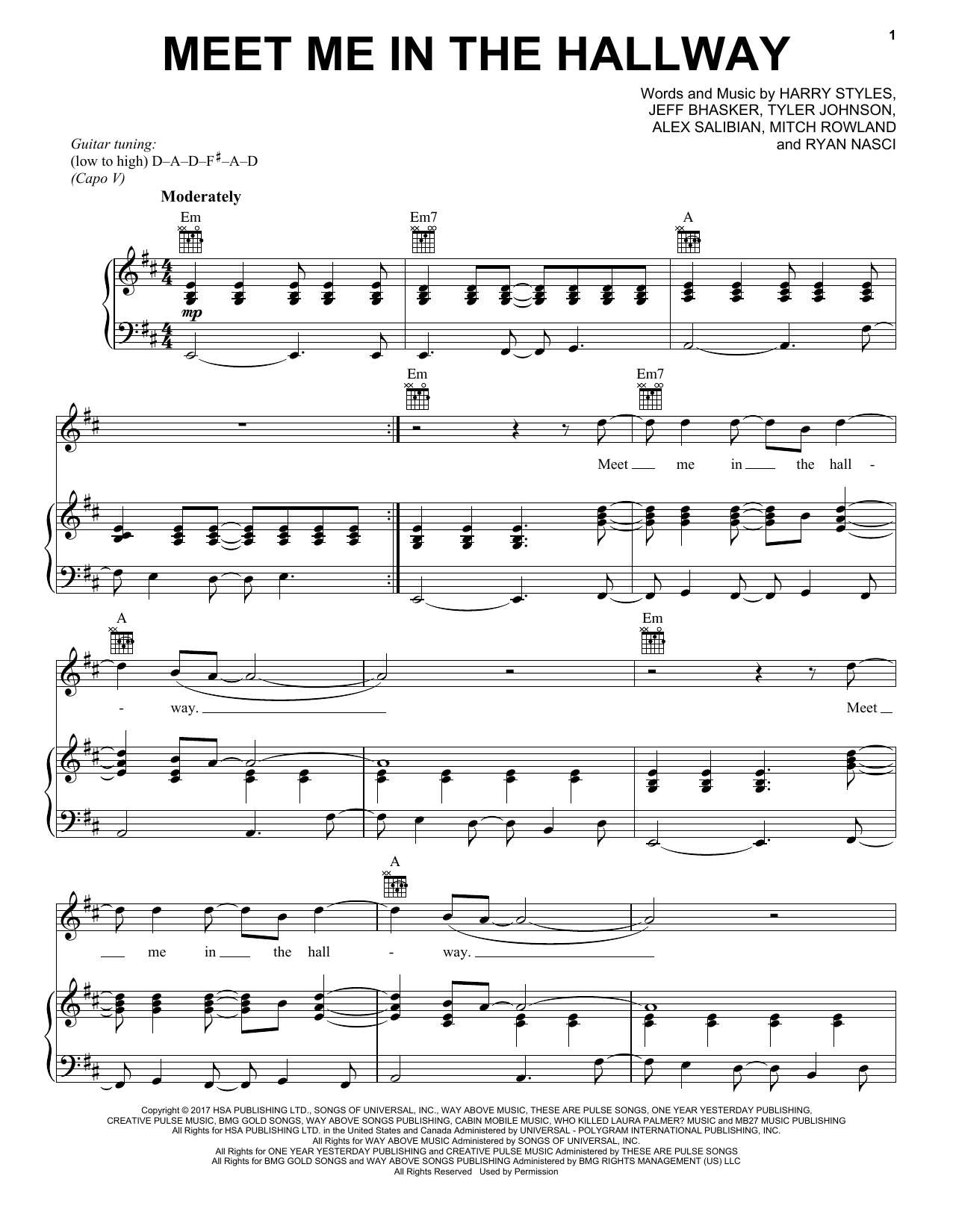 Download Harry Styles Meet Me In The Hallway Sheet Music