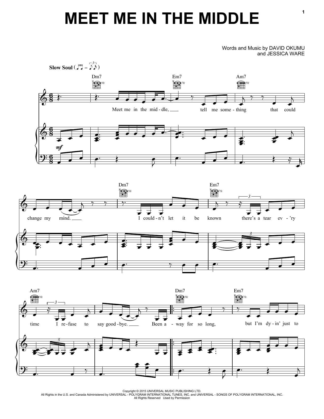 Download Jessie Ware Meet Me In The Middle Sheet Music