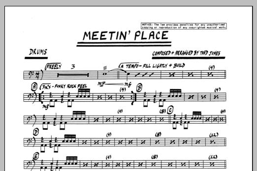 Download Thad Jones Meetin' Place - Drums Sheet Music