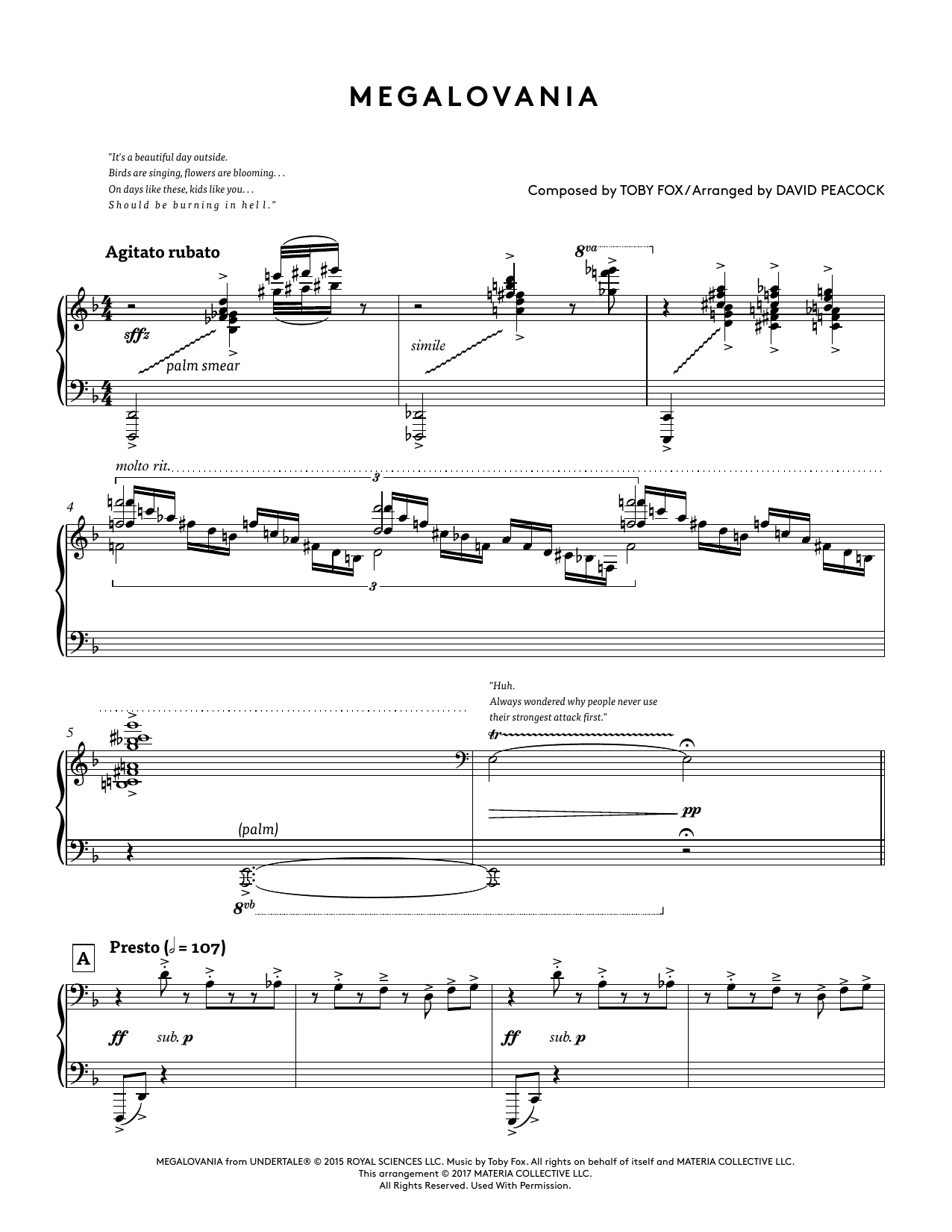 Download Toby Fox Megalovania (from Undertale Piano Colle Sheet Music