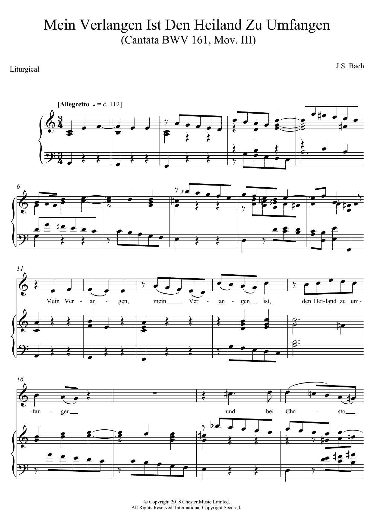 Download Johann Sebastian Bach Mein Verlangen Ist Den Heiland Zu Umfan Sheet Music