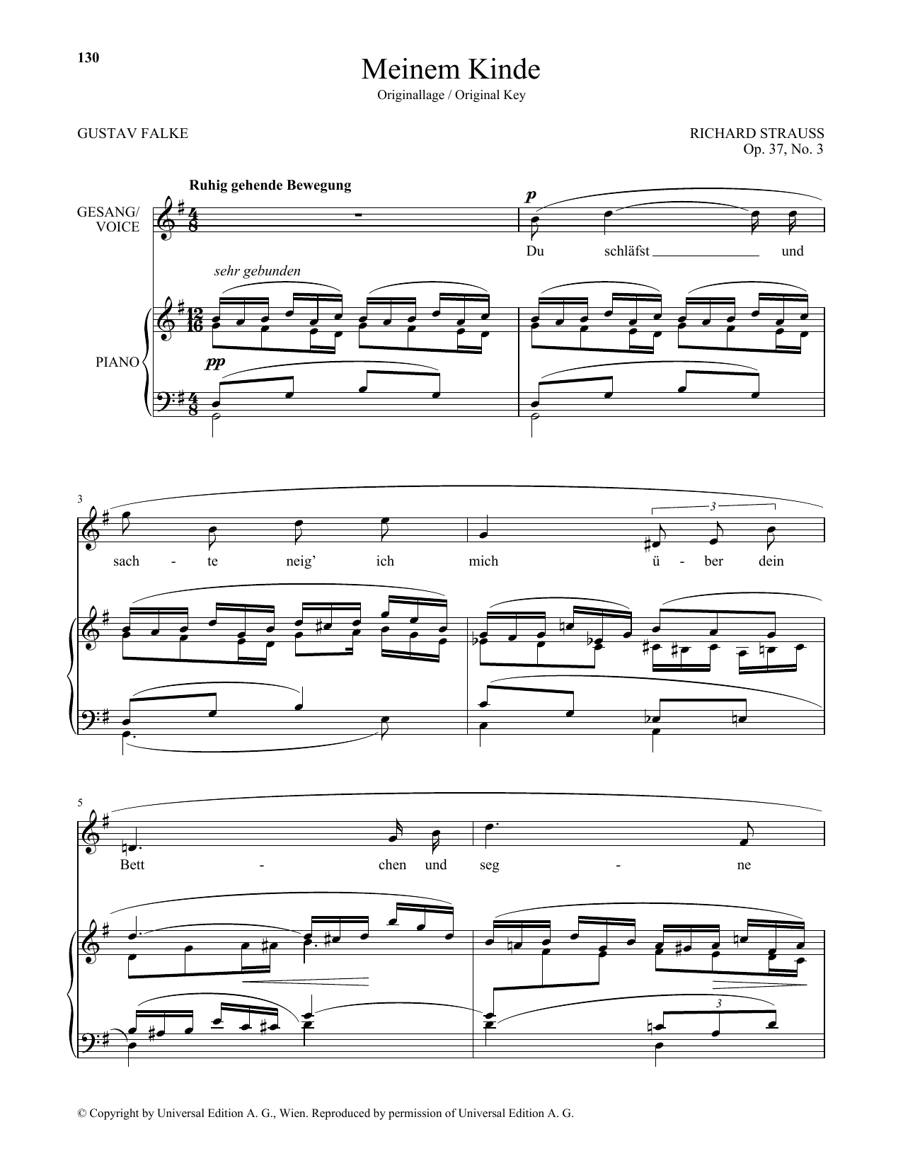 Download Richard Strauss Meinem Kinde (High Voice) Sheet Music