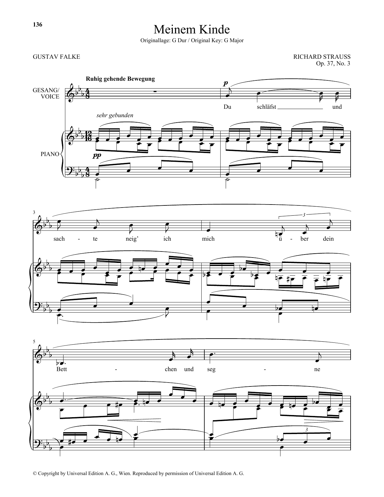 Download Richard Strauss Meinem Kinde (Low Voice) Sheet Music