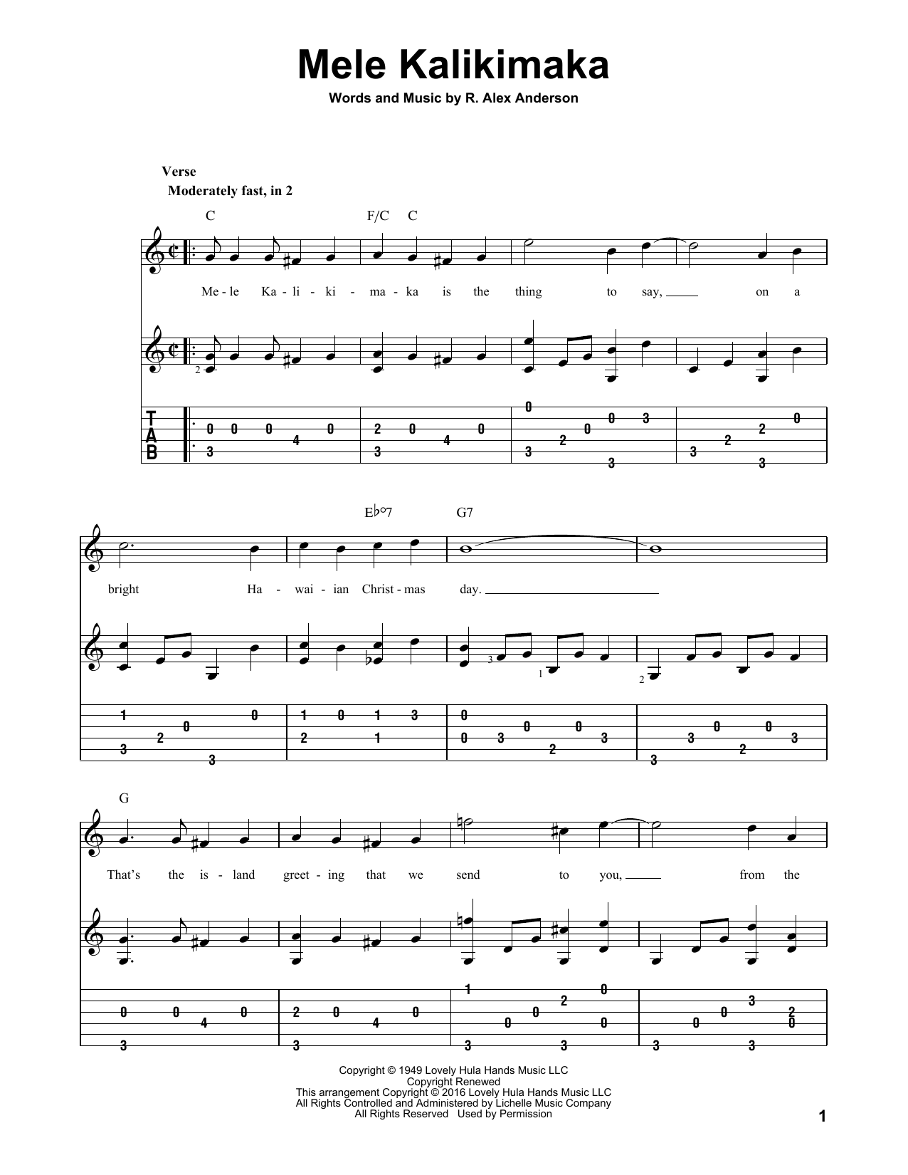 Download Bing Crosby Mele Kalikimaka Sheet Music