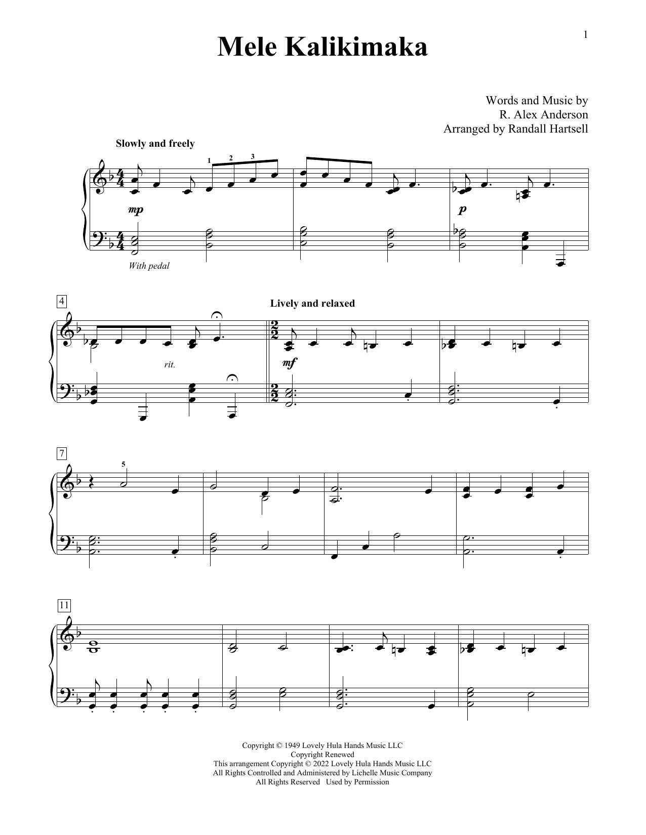 Download Bing Crosby Mele Kalikimaka (arr. Randall Hartsell) Sheet Music