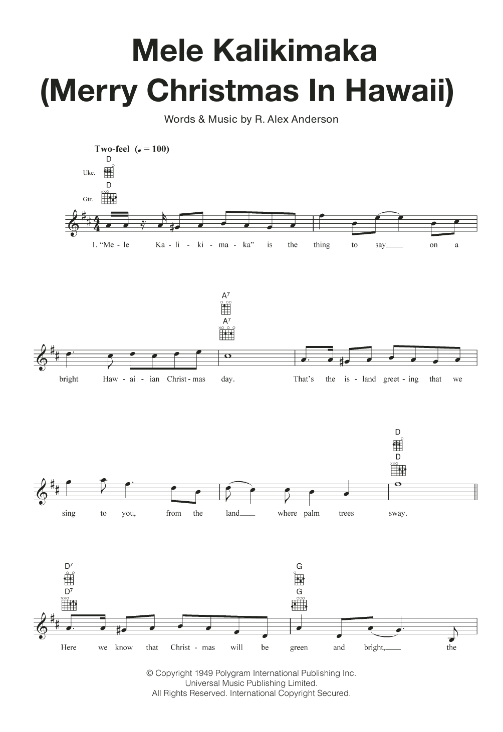 Download Bing Crosby & The Andrews Sisters Mele Kalikimaka (Merry Christmas In Haw Sheet Music