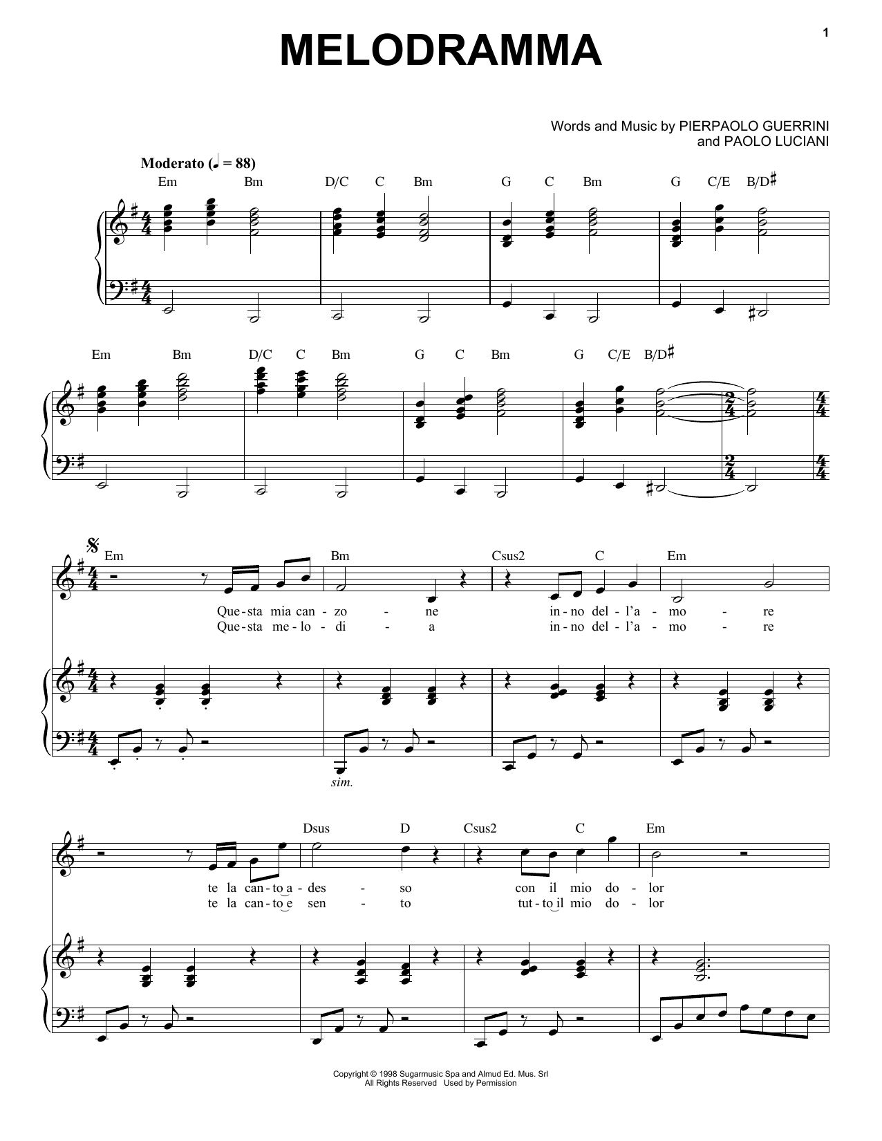 Download Andrea Bocelli Melodramma Sheet Music