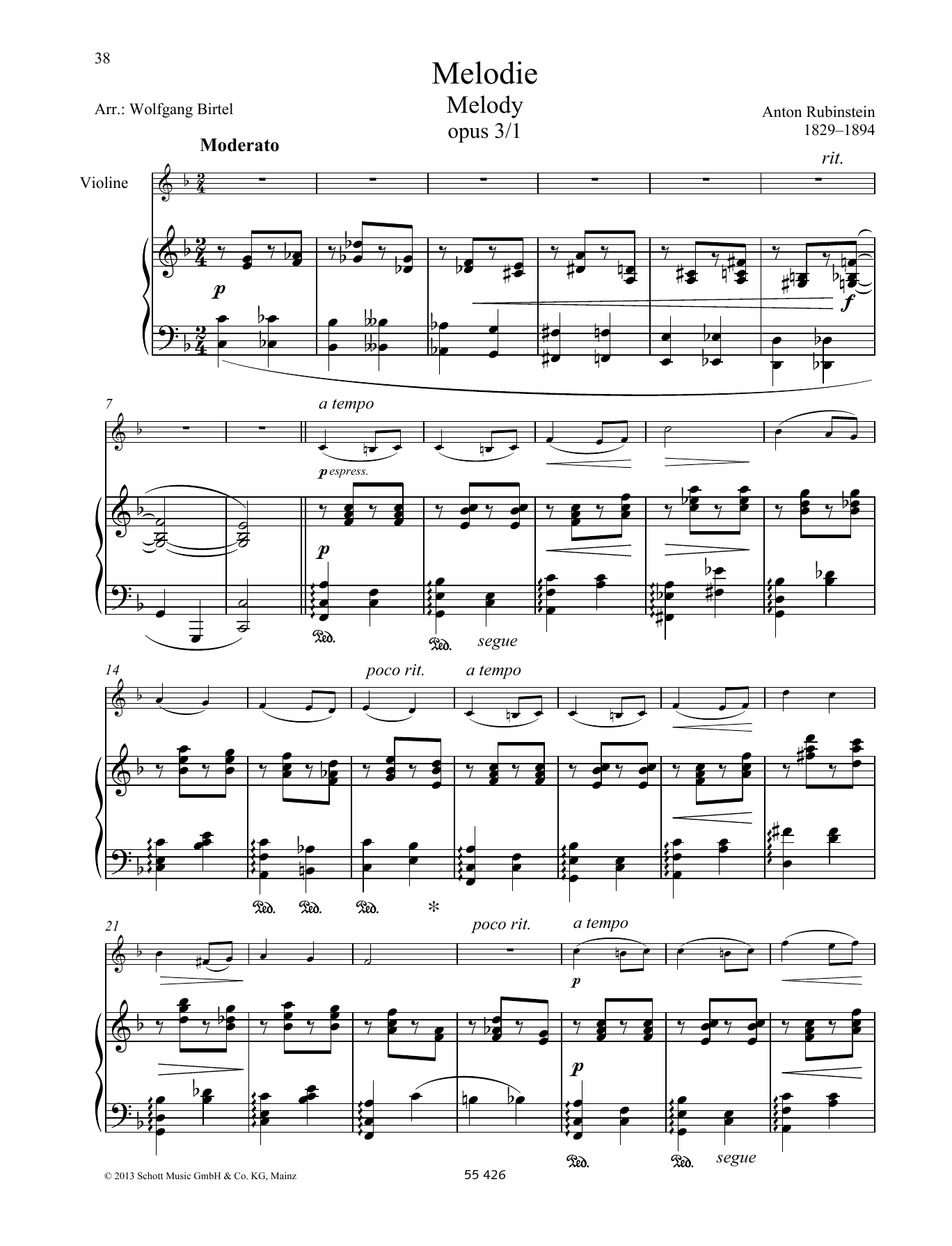 Download Anton Rubinstein Melody Sheet Music