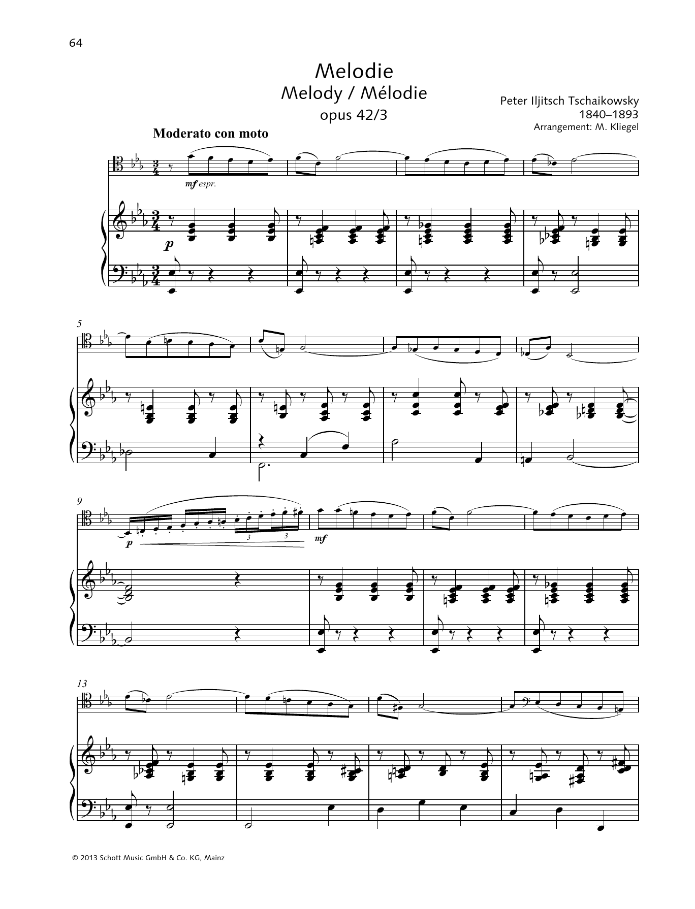 Download Pyotr Il'yich Tchaikovsky Melody Sheet Music