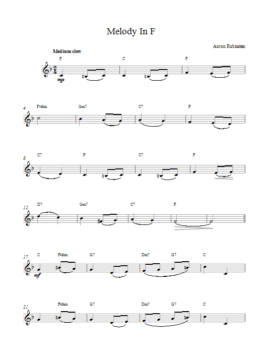 Download Anton Rubinstein Melody In F Sheet Music