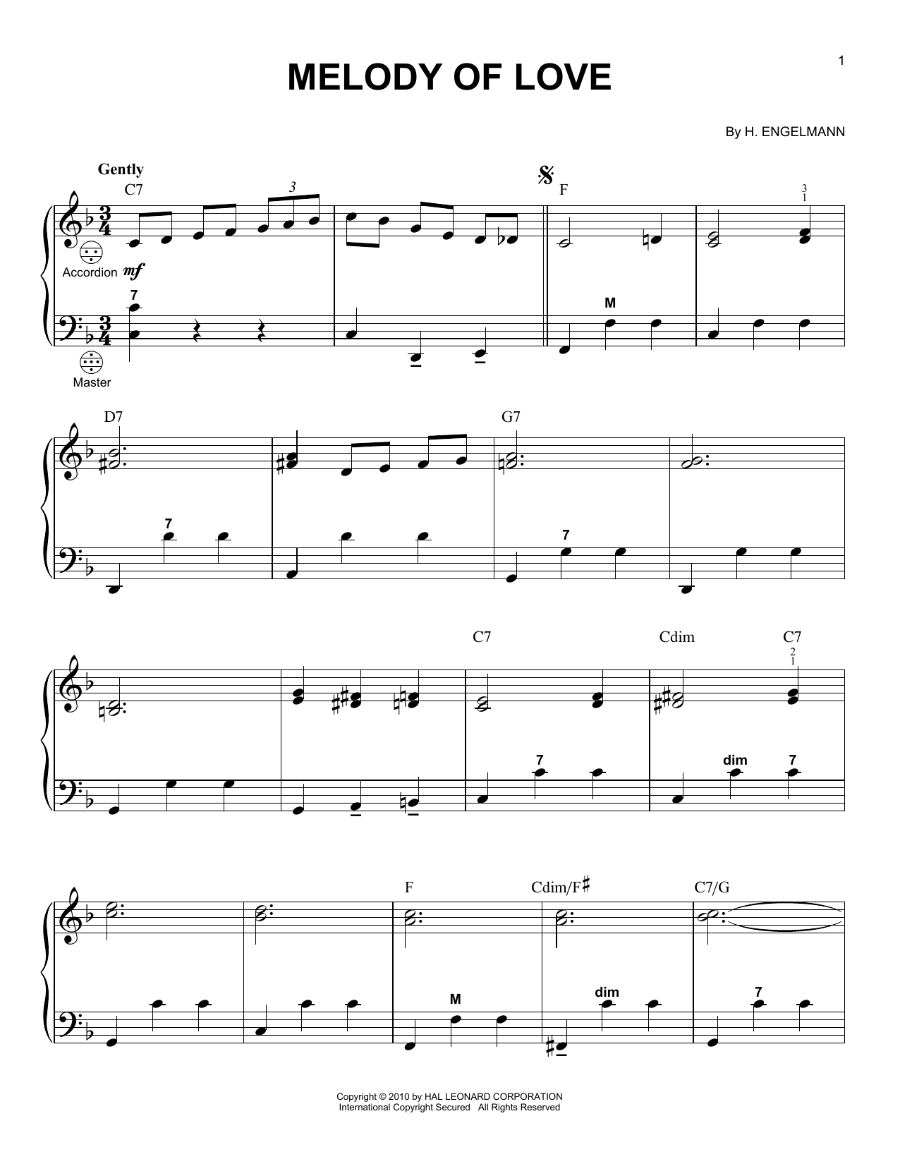 Download Billy Vaughn Melody Of Love Sheet Music