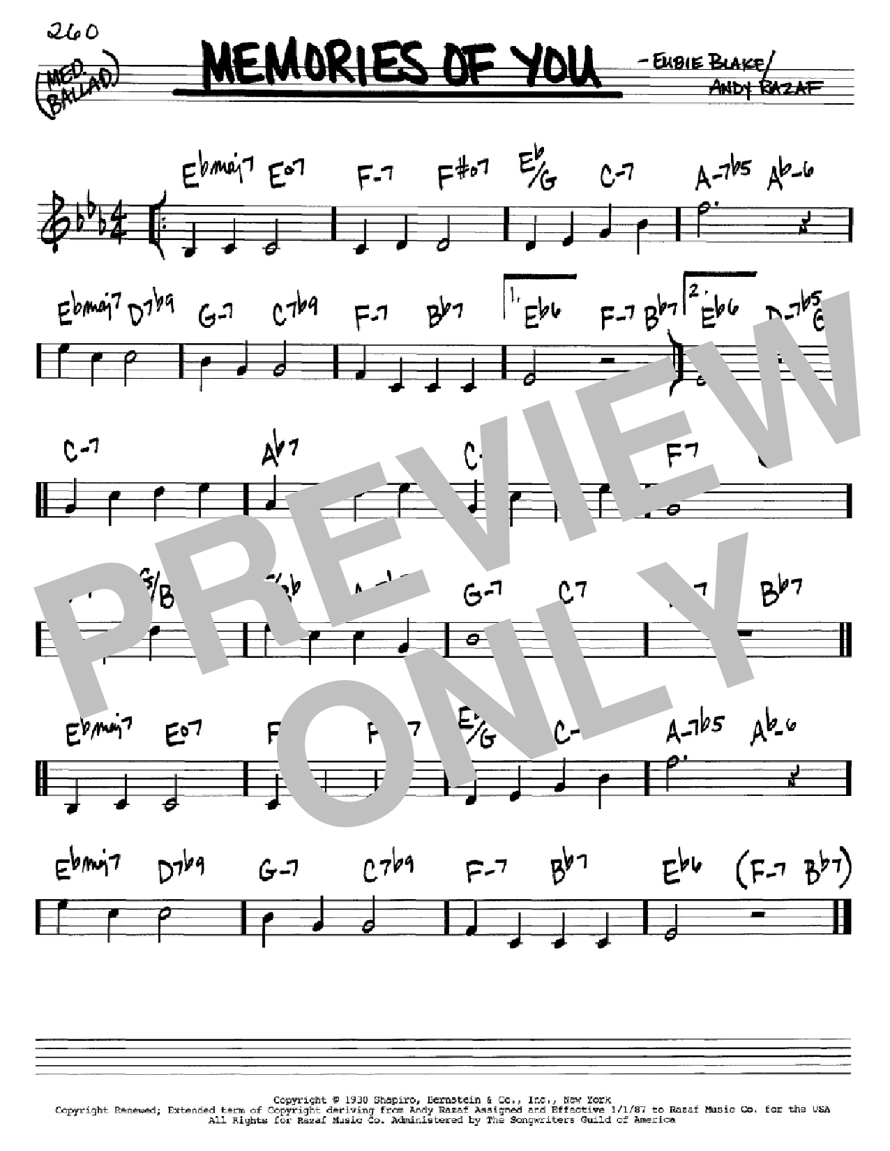 Download Rosemary Clooney Memories Of You Sheet Music