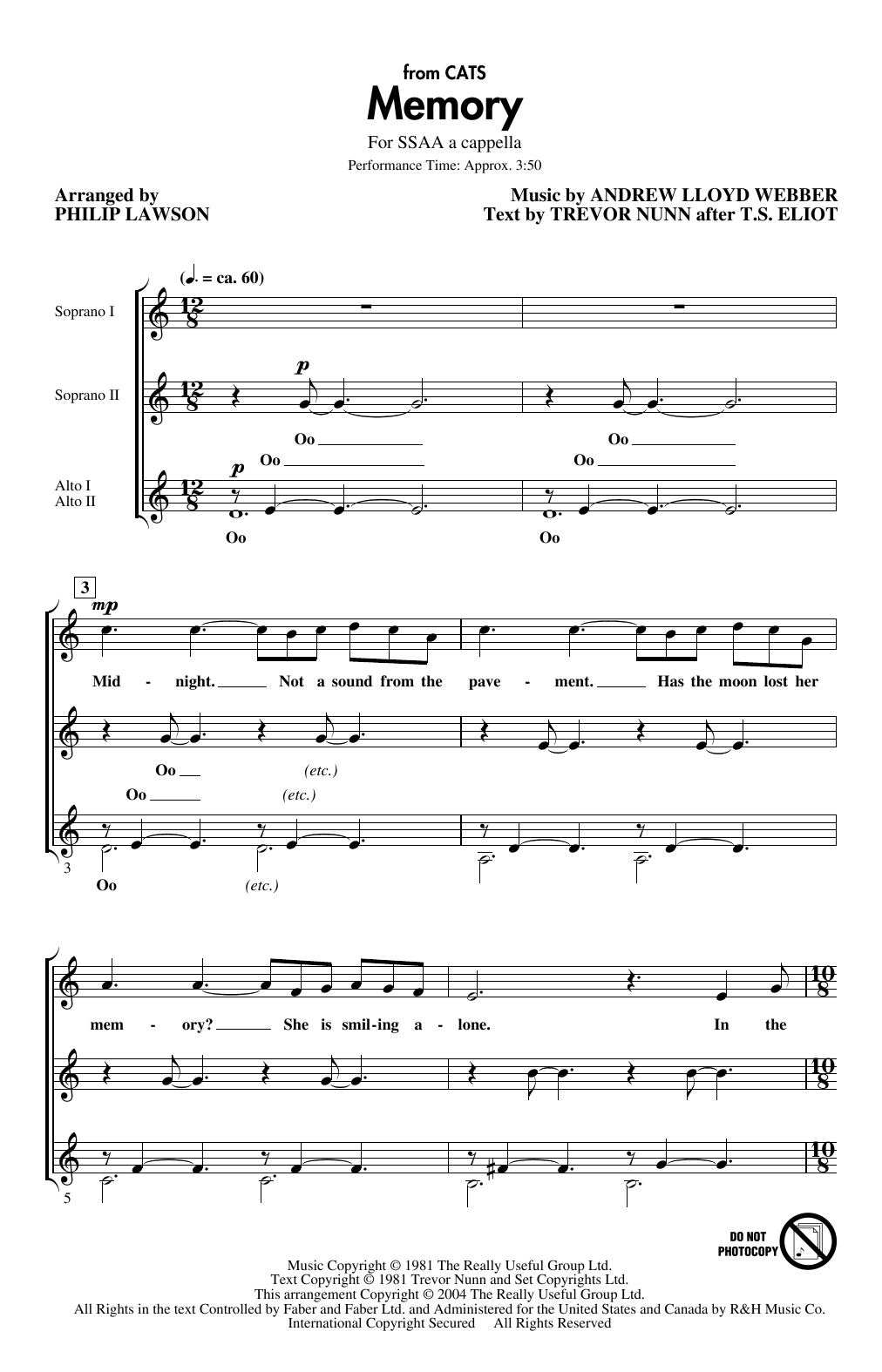 Download Andrew Lloyd Webber Memory (from Cats) (arr. Philip Lawson) Sheet Music
