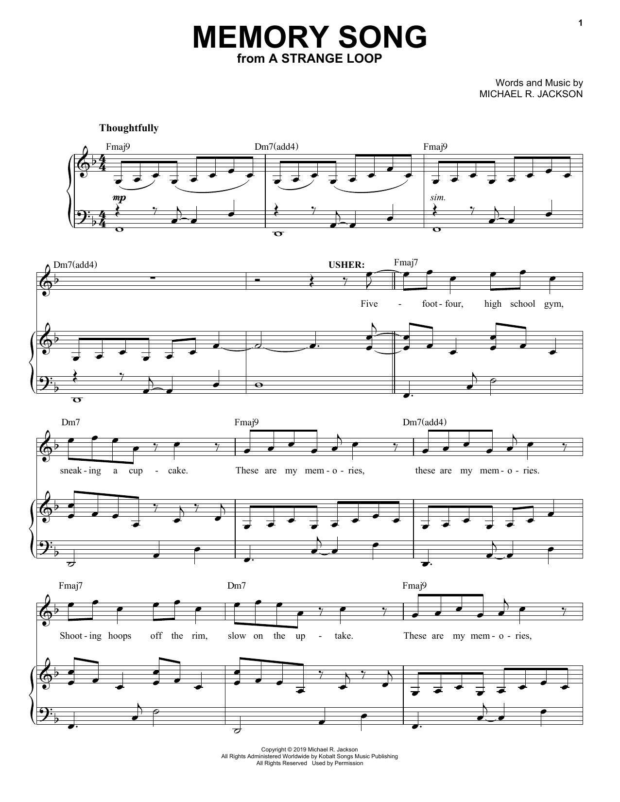 Download Michael R. Jackson Memory Song (from A Strange Loop) Sheet Music