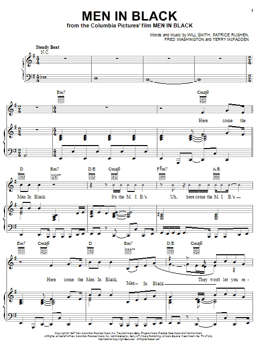 Will Smith Men In Black sheet music notes printable PDF score