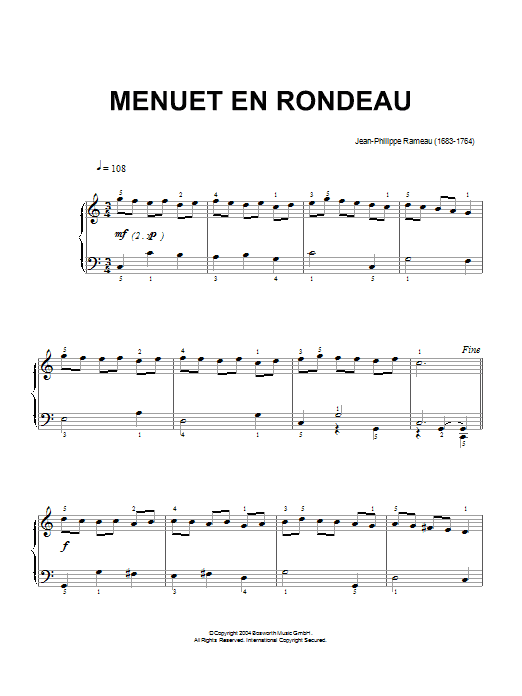 Download Jean-Philippe Rameau Menuet En Rondeau Sheet Music