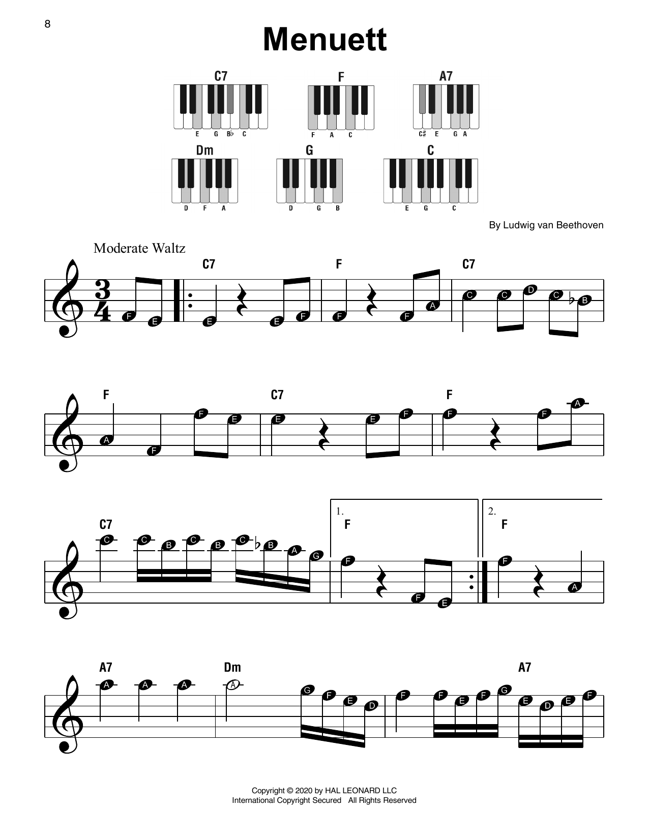 Download Ludwig van Beethoven Menuett Sheet Music