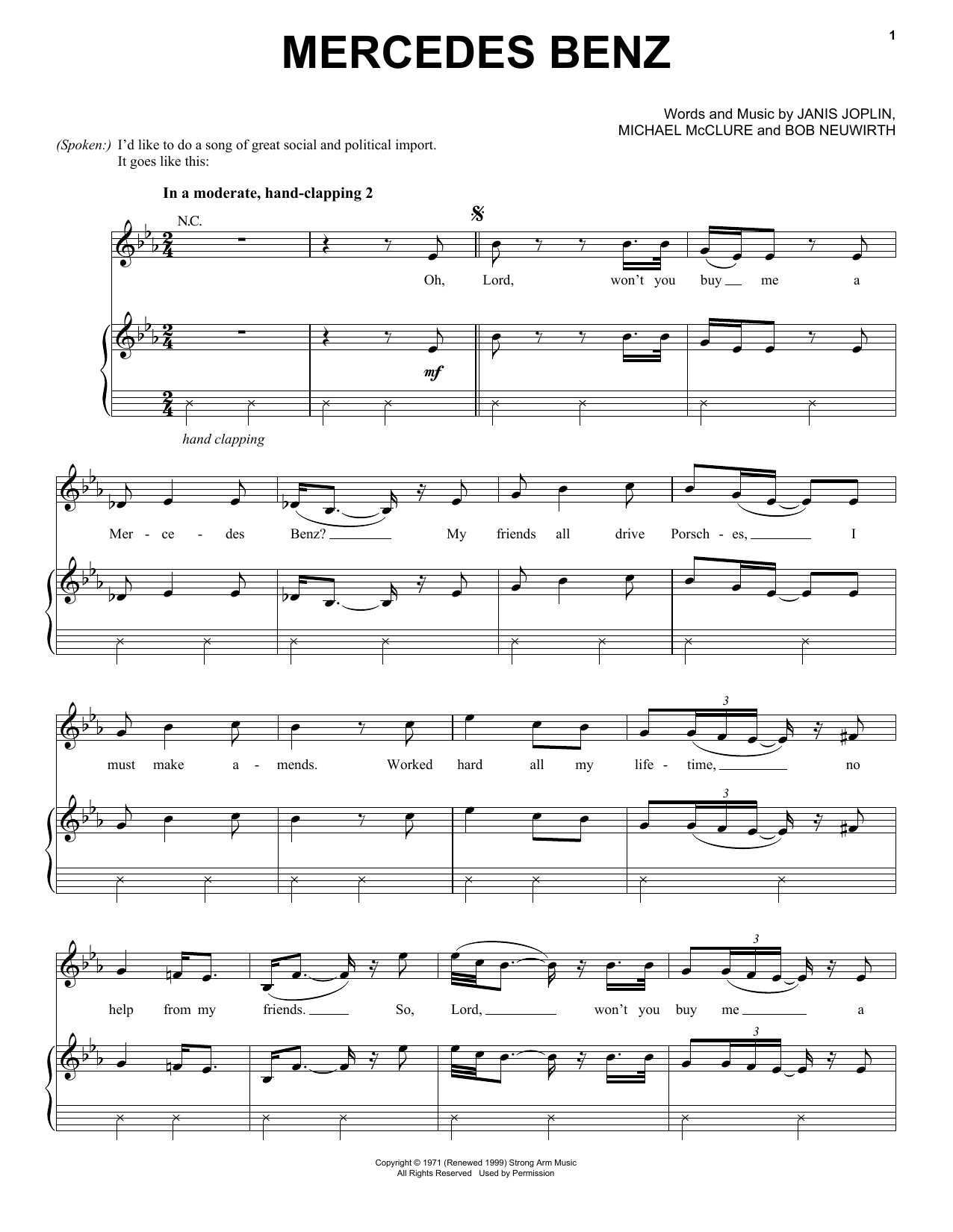 Download Janis Joplin Mercedes Benz (from the musical A Night Sheet Music