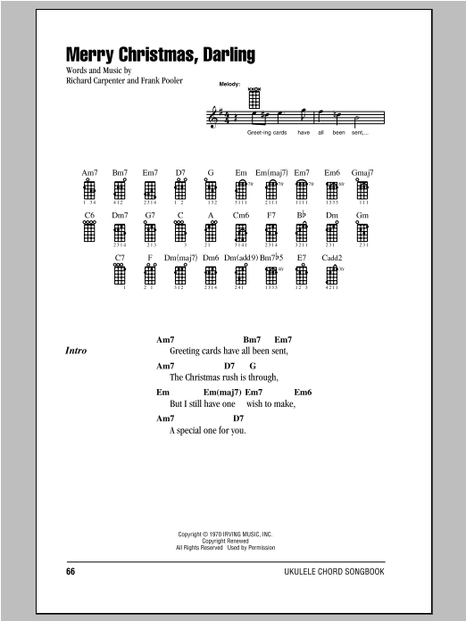 Download The Carpenters Merry Christmas, Darling Sheet Music