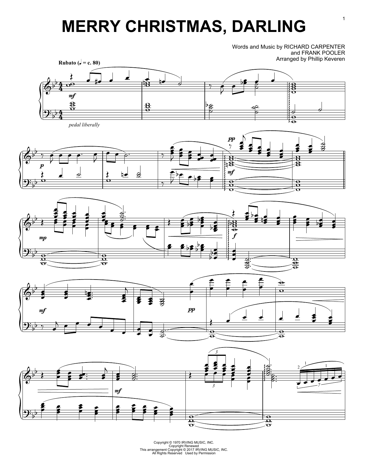 Download Richard Carpenter Merry Christmas, Darling [Classical ver Sheet Music