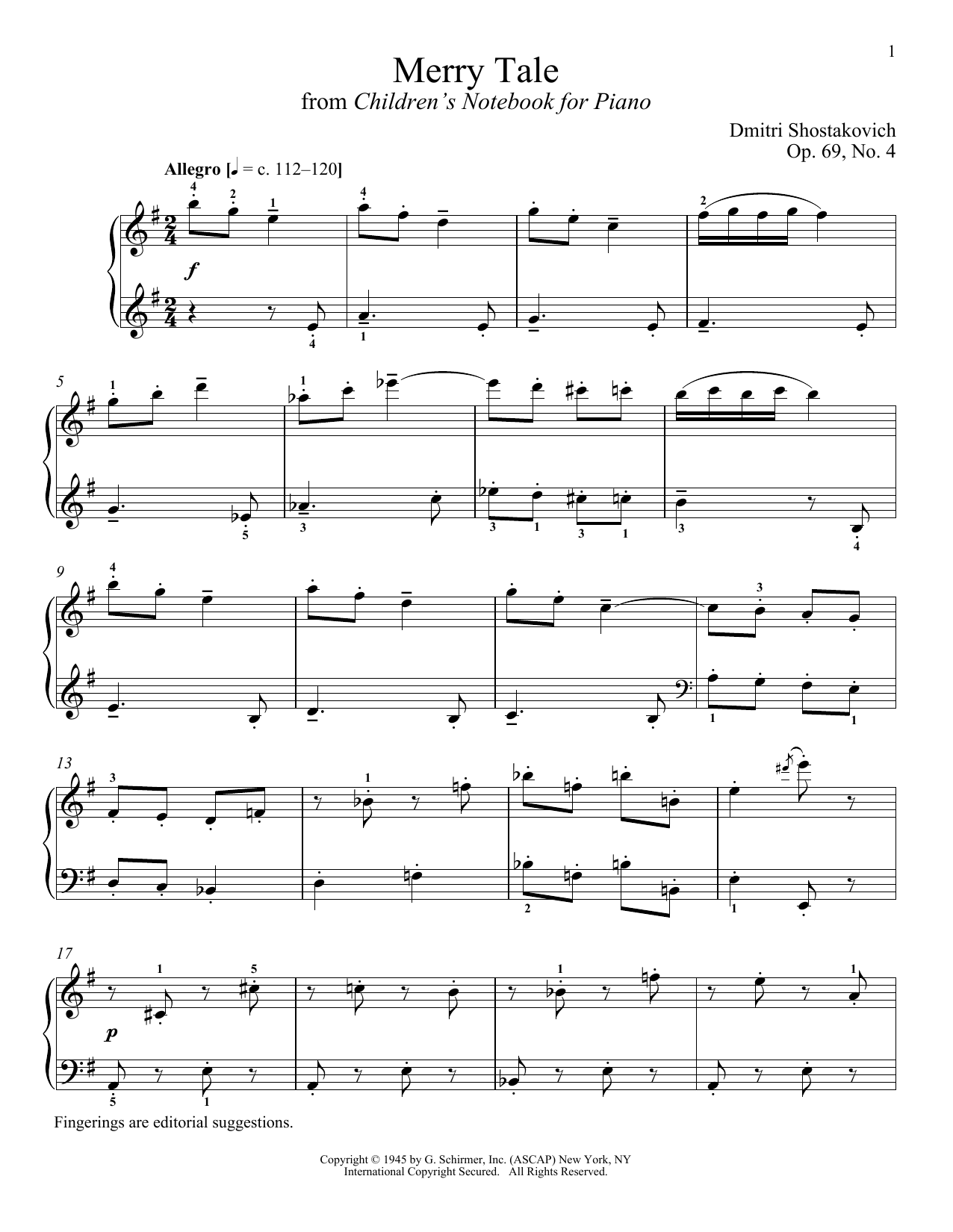Download Dmitri Shostakovich Merry Tale Sheet Music