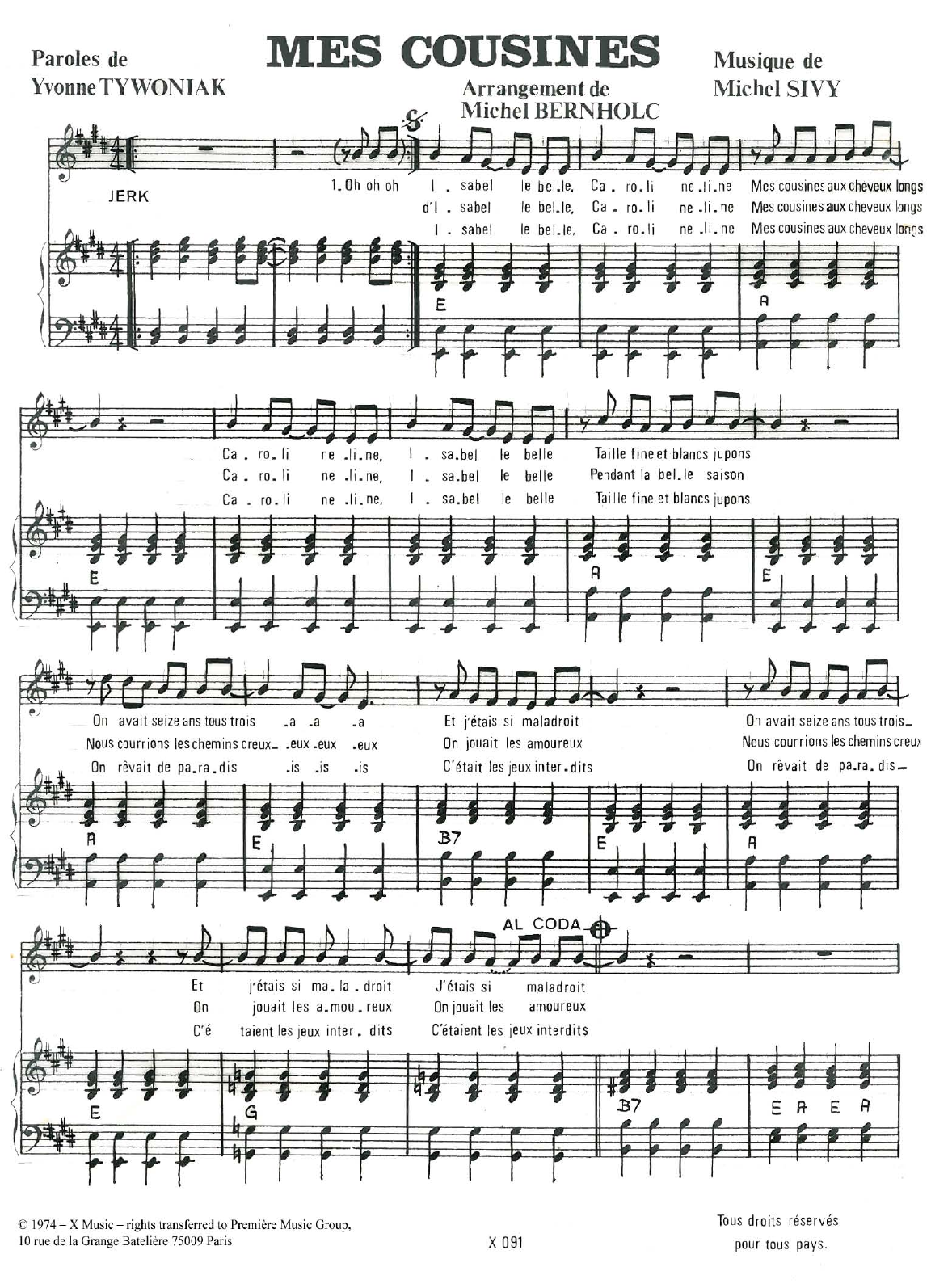Download Michel Sivy Mes Cousines Sheet Music