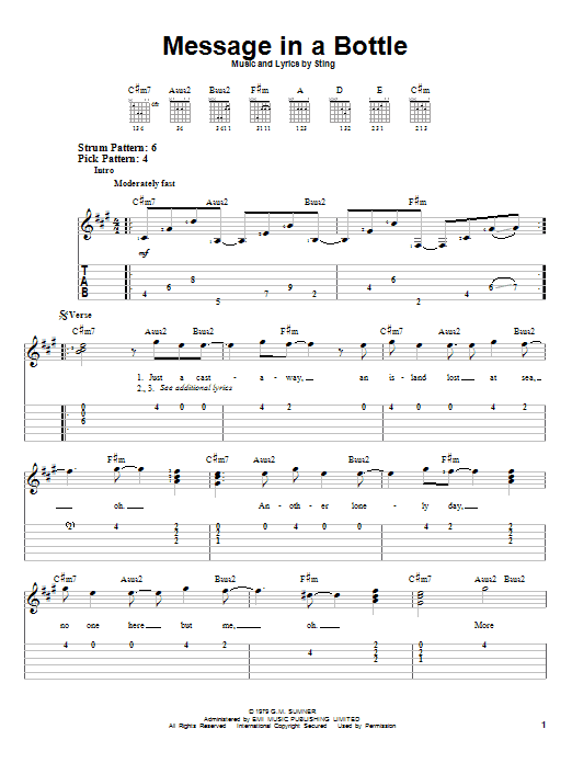 Download The Police Message In A Bottle Sheet Music