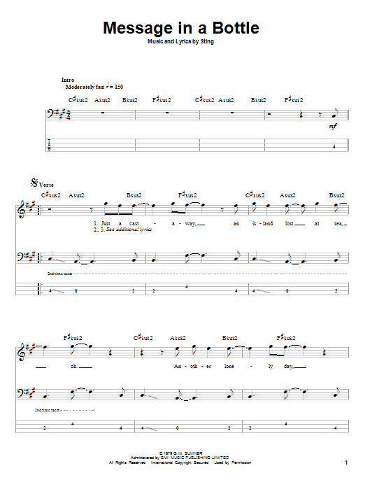 Download The Police Message In A Bottle Sheet Music