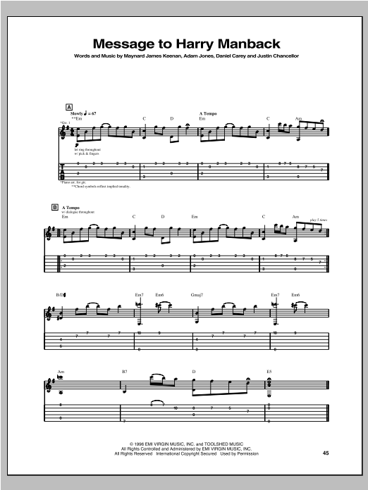 Download Tool Message To Harry Manback Sheet Music
