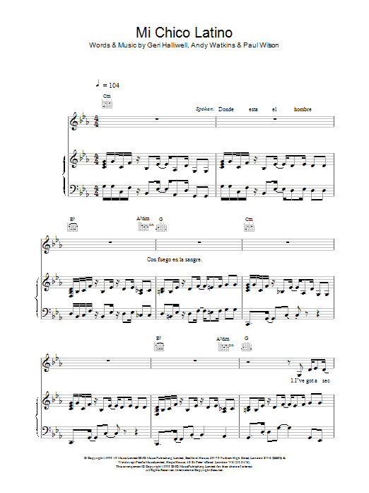 Geri Halliwell Mi Chico Latino sheet music notes printable PDF score