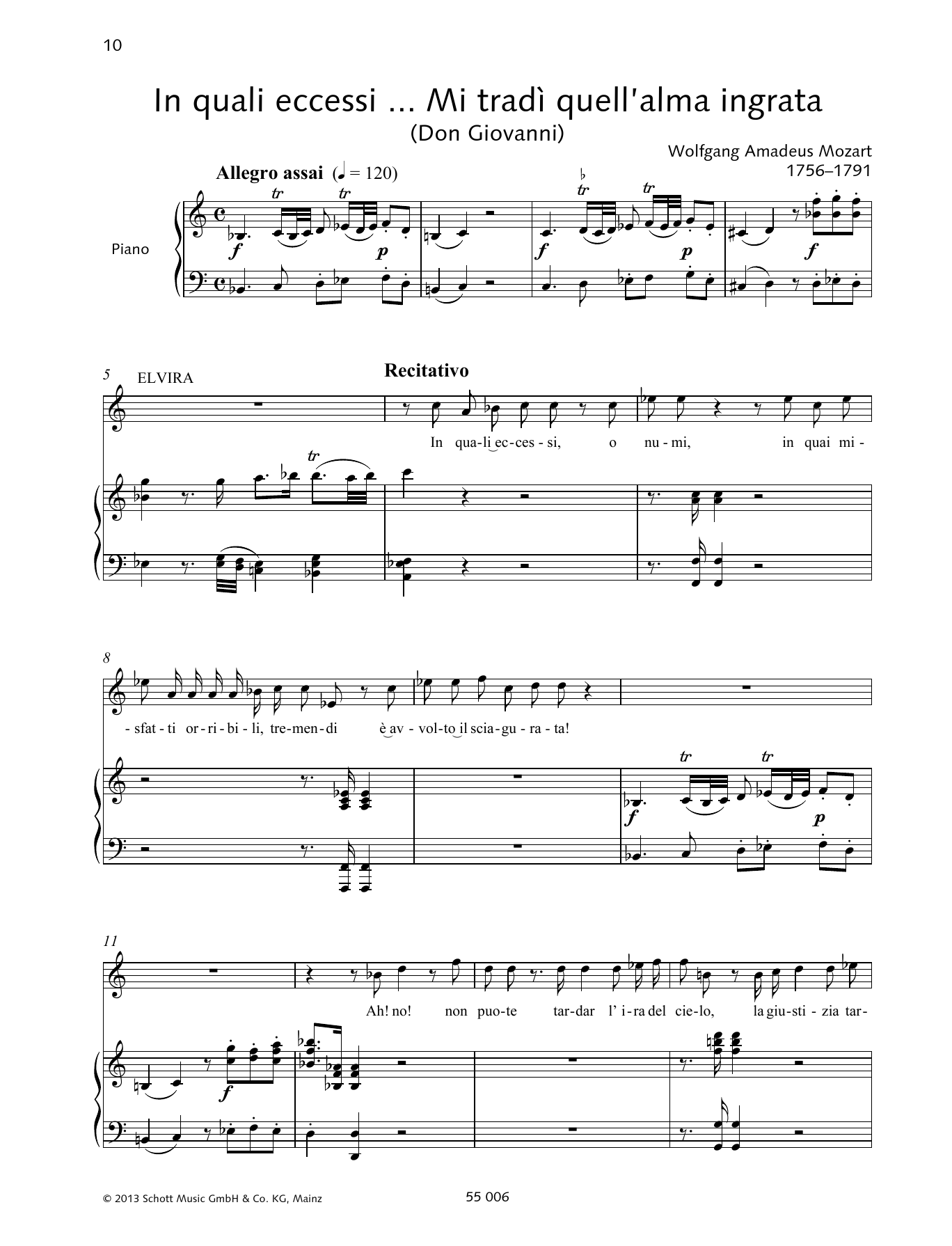 Download Wolfgang Amadeus Mozart Mi tradÌ quell'alma ingrata Sheet Music