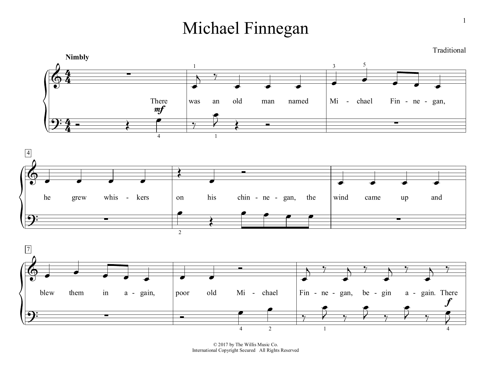 Download Traditional Michael Finnegan (arr. Christopher Huss Sheet Music