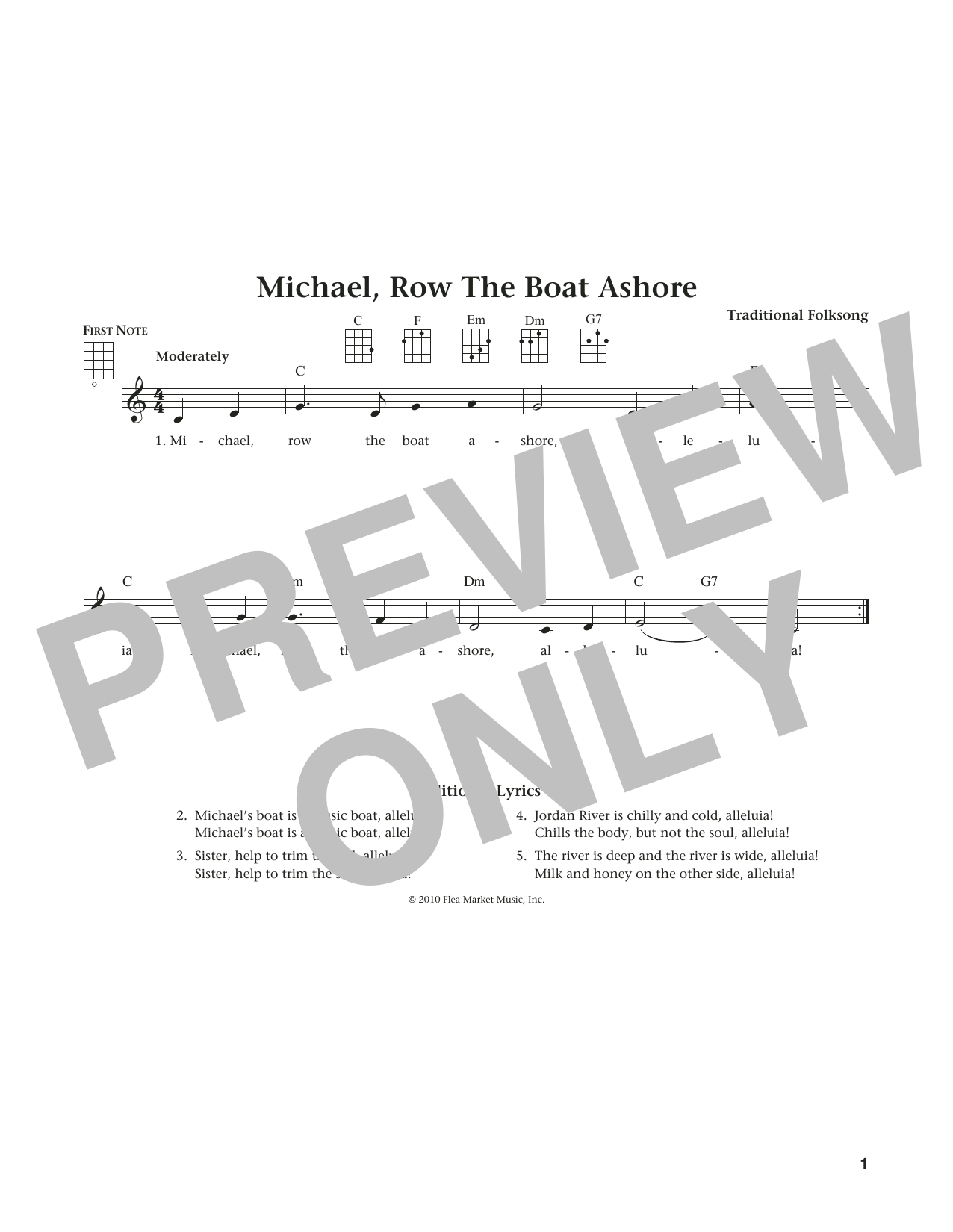 Download Traditional Folksong Michael Row The Boat Ashore (from The D Sheet Music