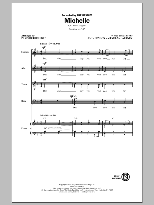 Download The Beatles Michelle (arr. Paris Rutherford) Sheet Music