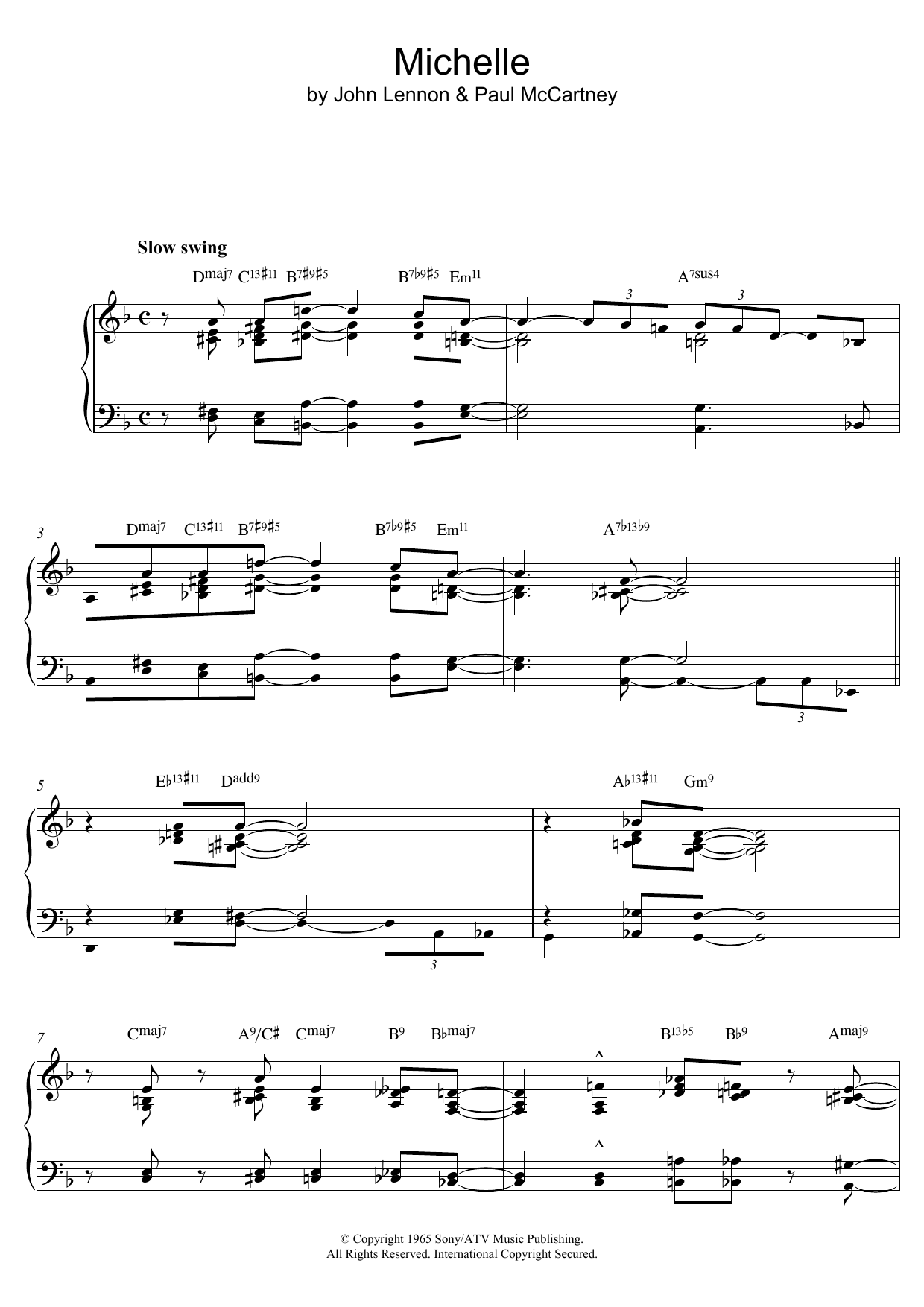 Download The Beatles Michelle [Jazz version] Sheet Music