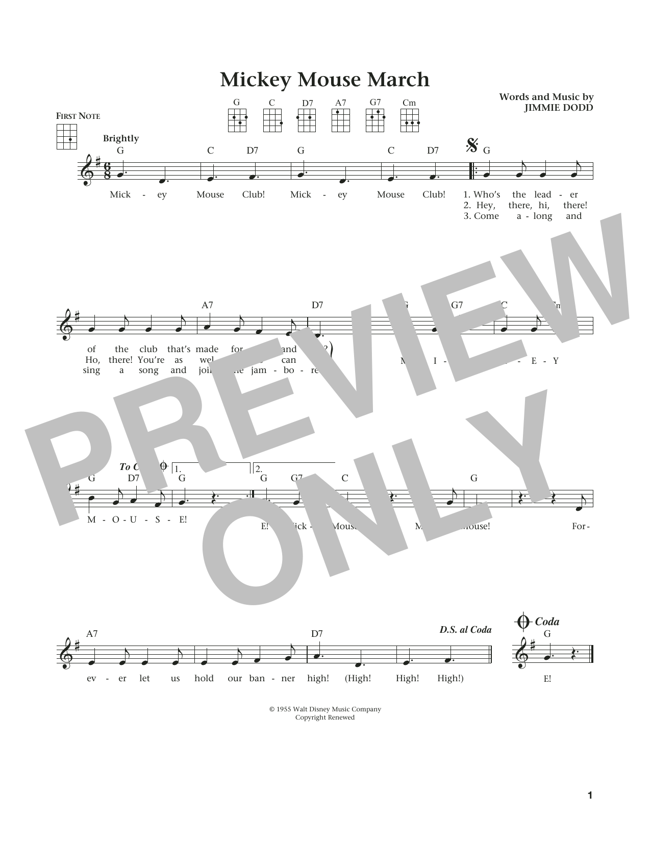 Download Jimmie Dodd Mickey Mouse March (from The Daily Ukul Sheet Music