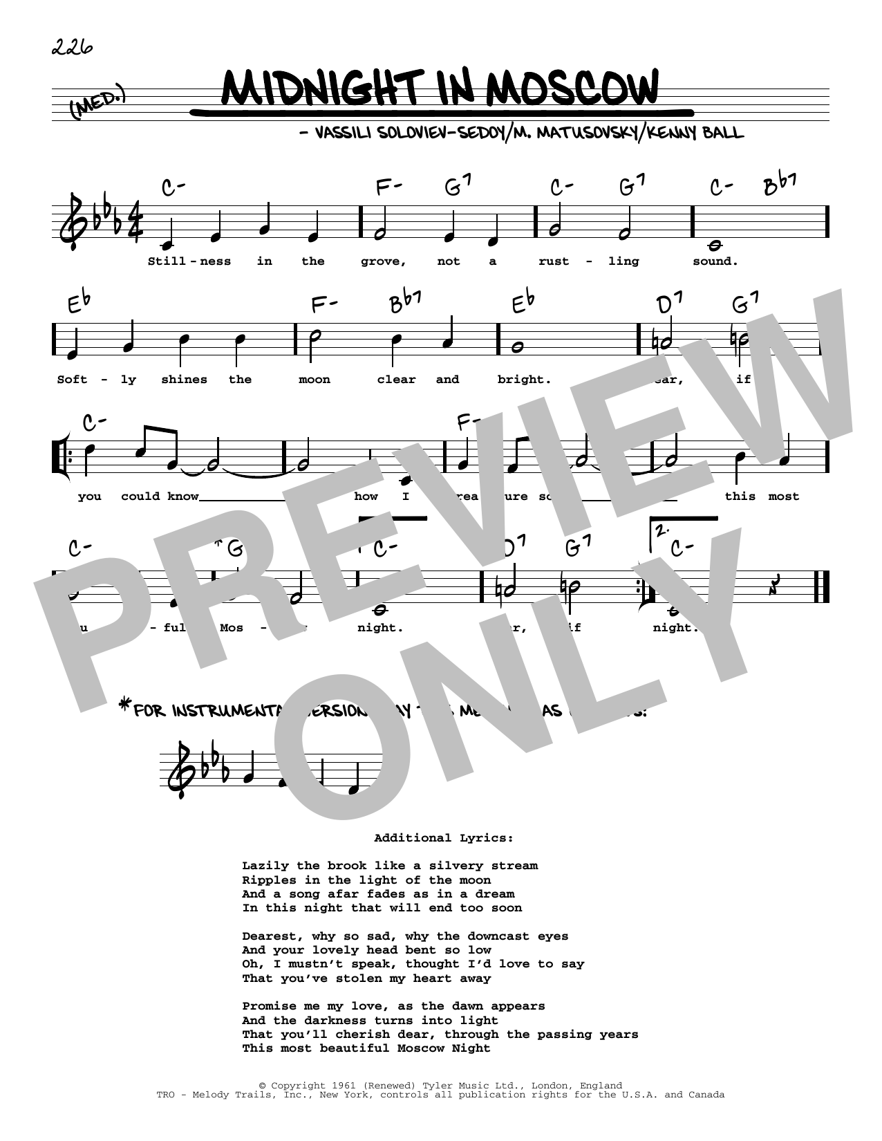 Download Kenny Ball Midnight In Moscow (arr. Robert Rawlins Sheet Music