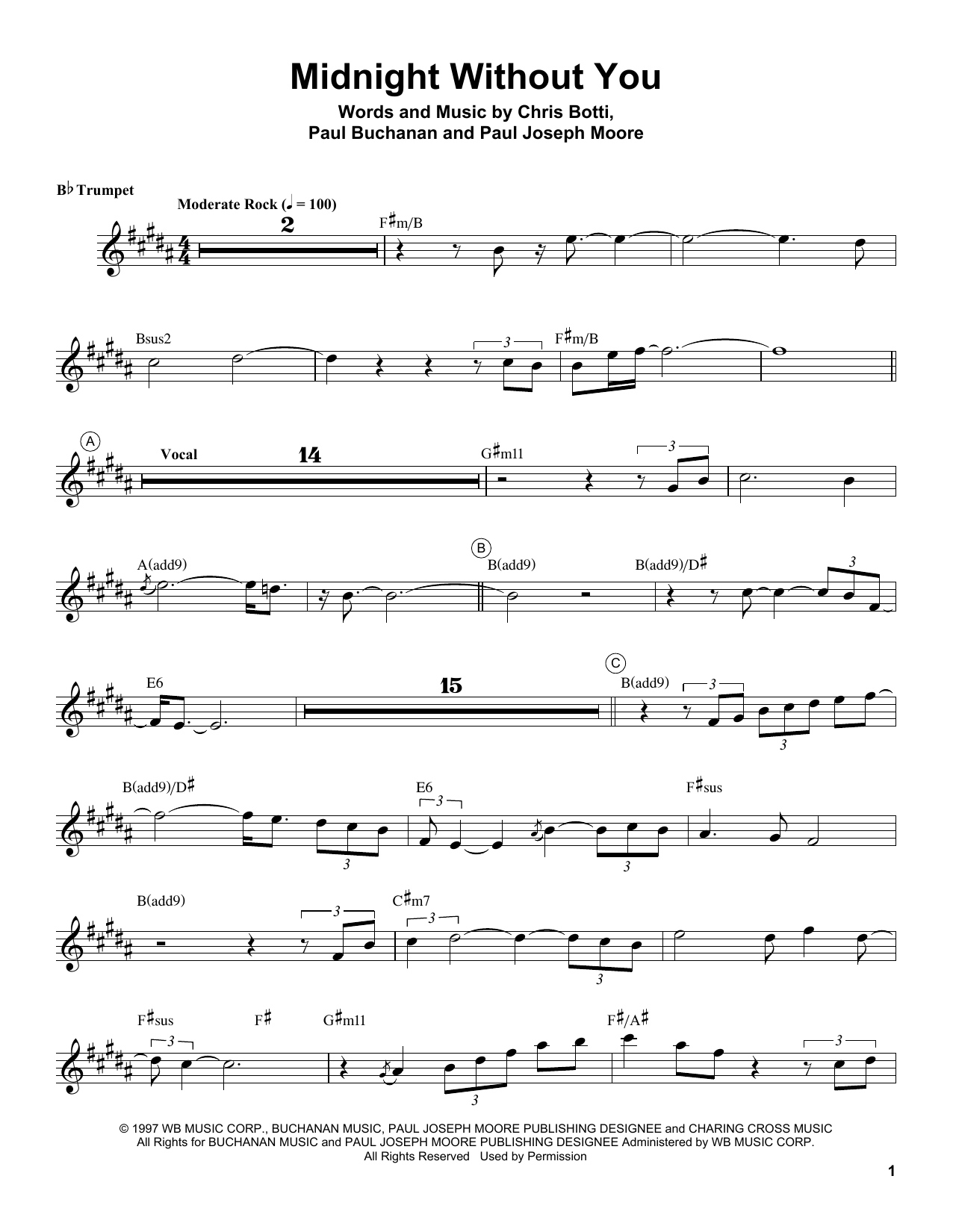Download Chris Botti Midnight Without You Sheet Music