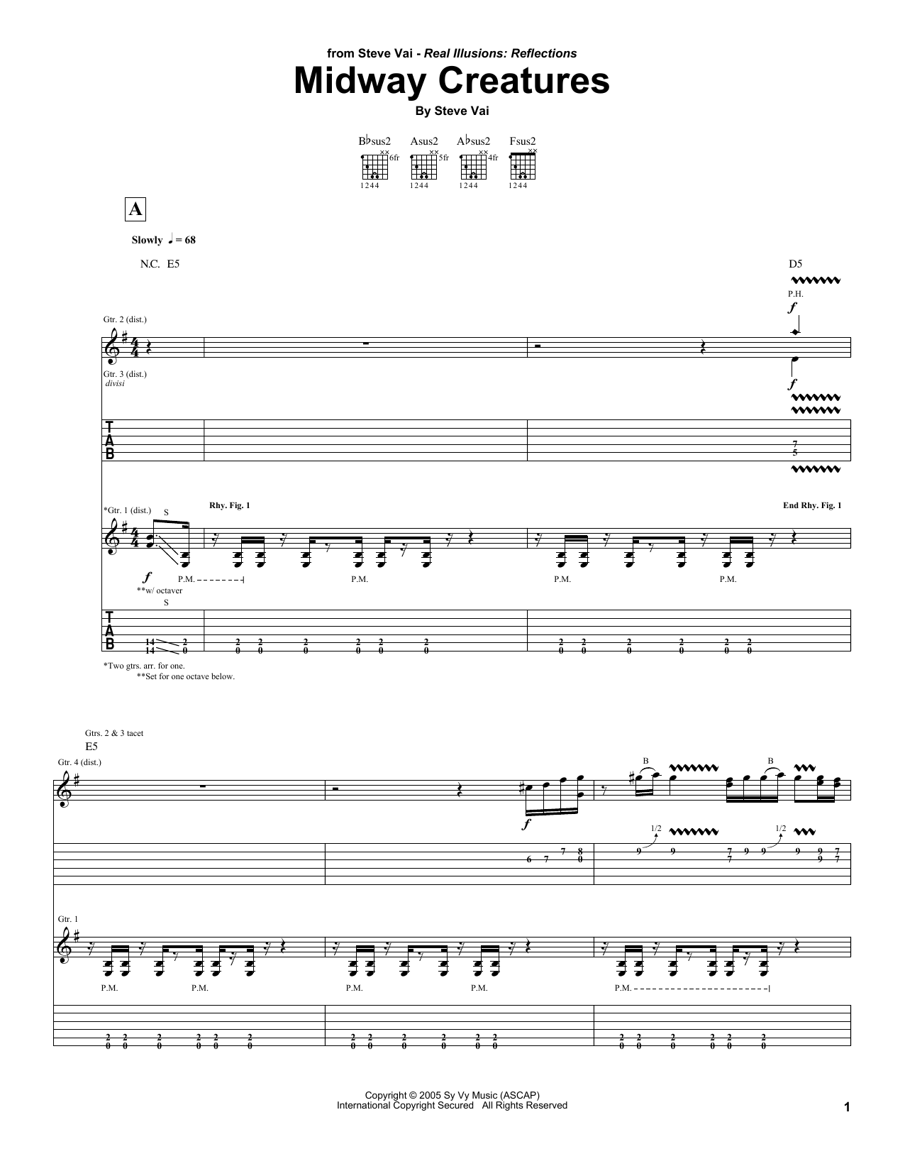 Download Steve Vai Midway Creatures Sheet Music