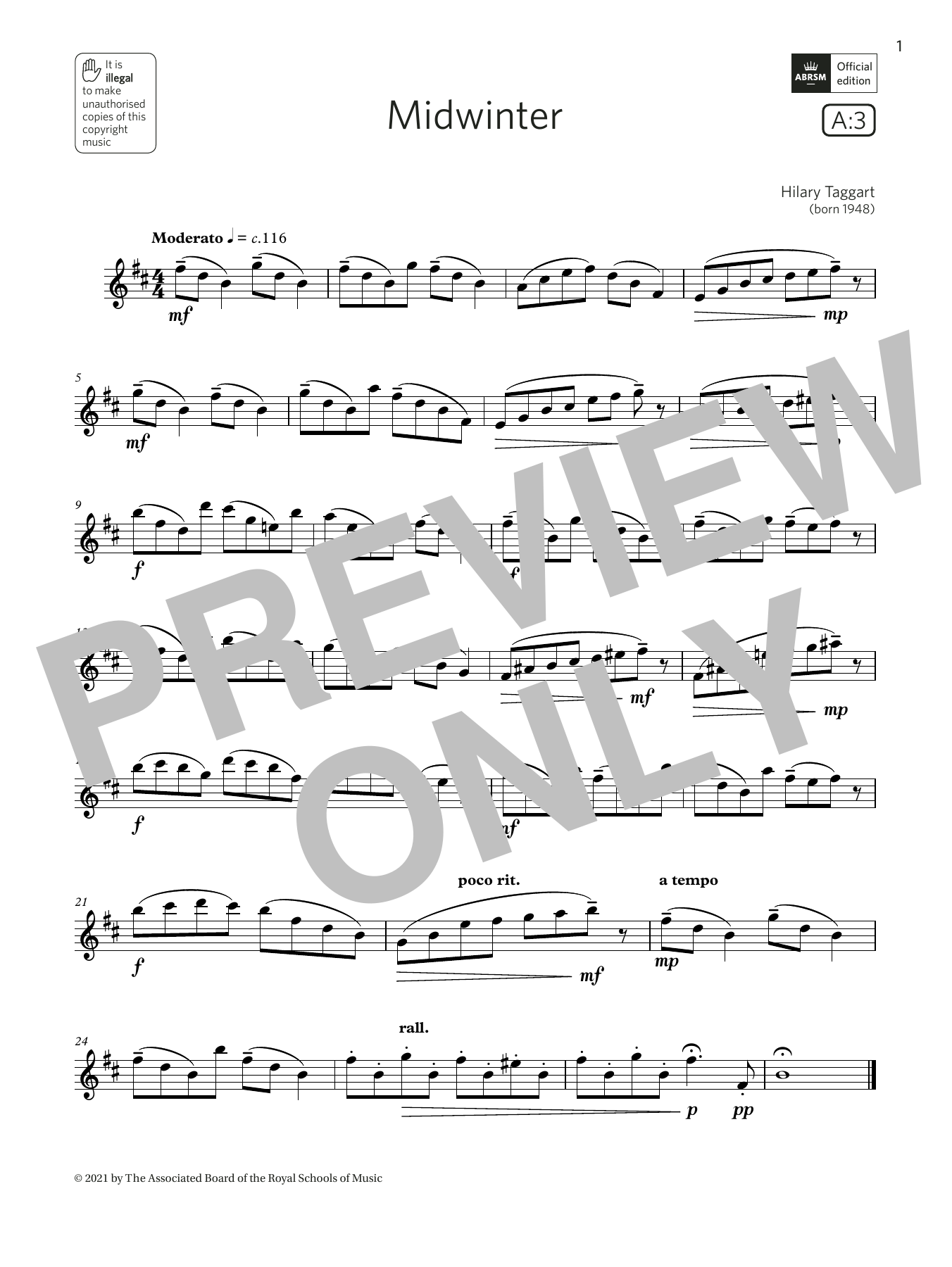 Download Hilary Taggart Midwinter (Grade 4 List A3 from the ABR Sheet Music