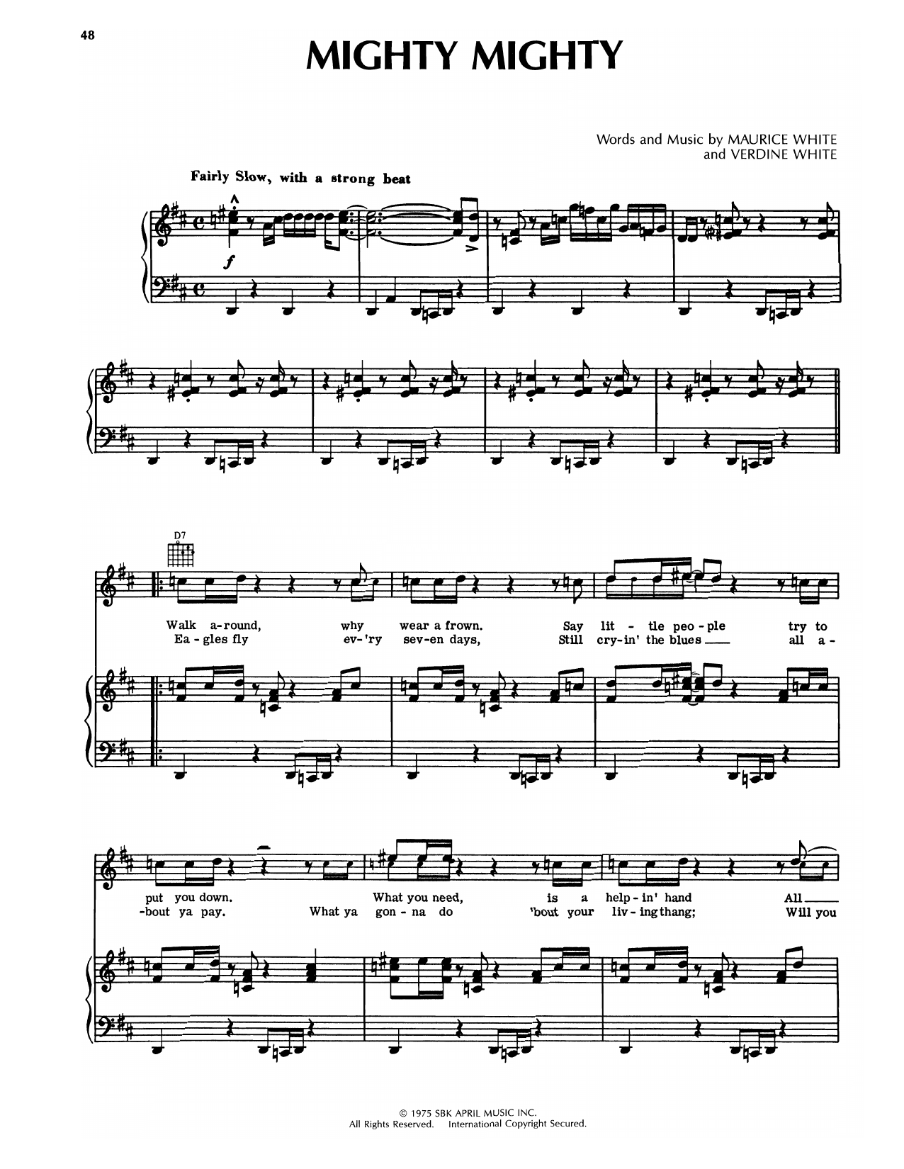 Download Earth, Wind & Fire Mighty Mighty Sheet Music