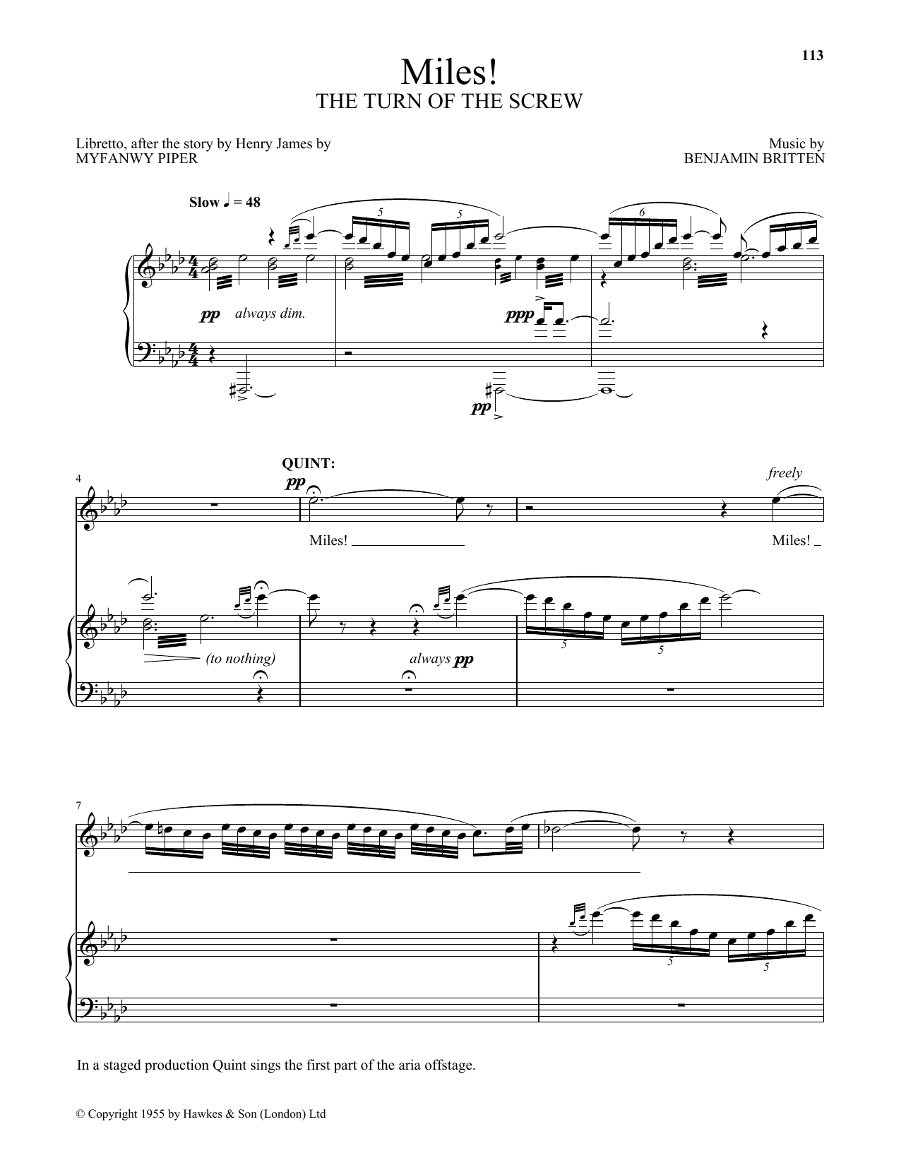 Download Benjamin Britten Miles! (from The Turn Of The Screw) Sheet Music