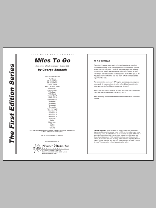 Download Shutack Miles To Go - Full Score Sheet Music